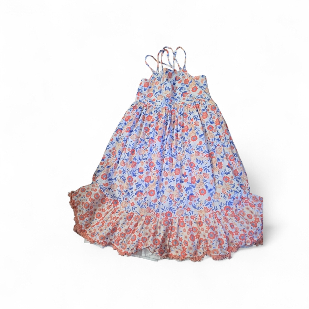 Haute Hippie Girls Floral Sundress in Blue and Coral